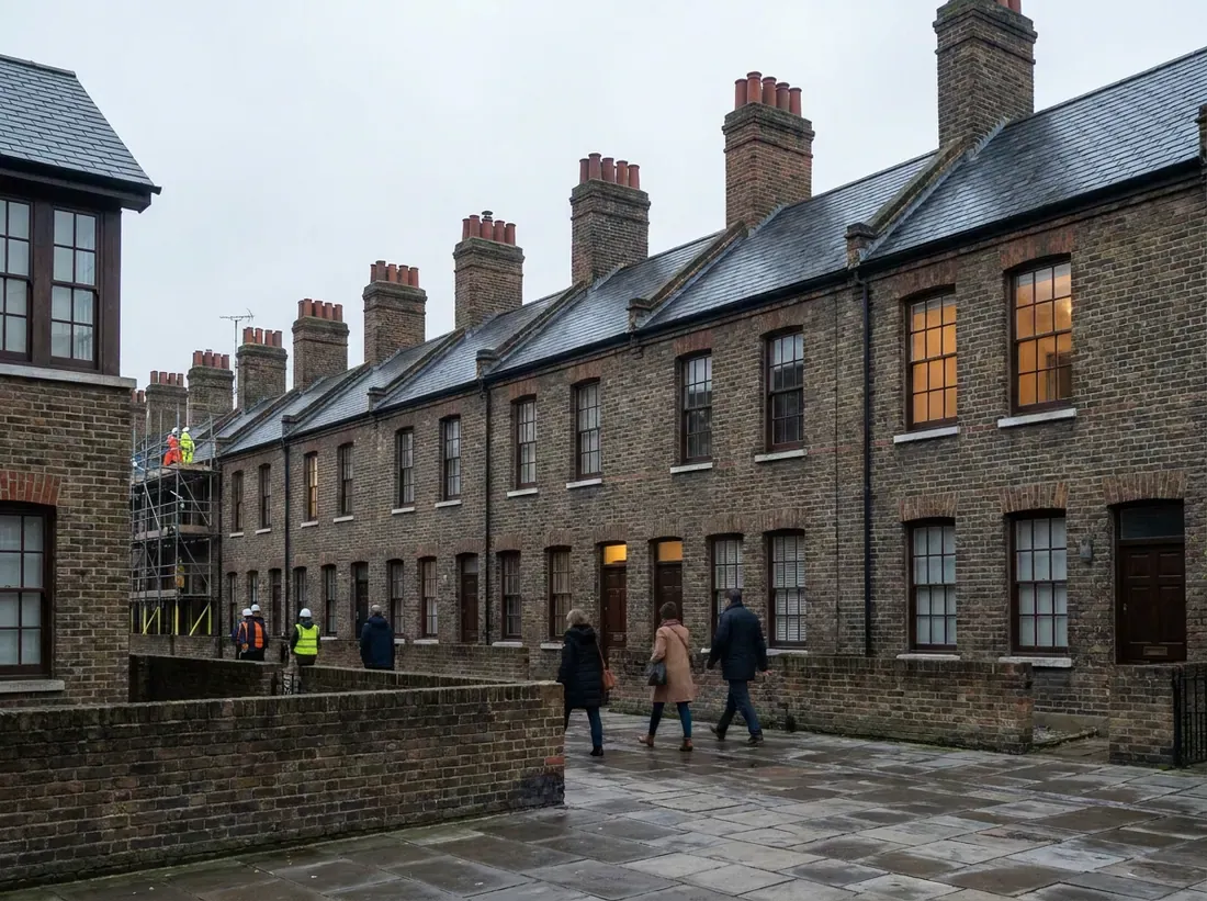A conservation area terrace with original slate roofs and no front dormers