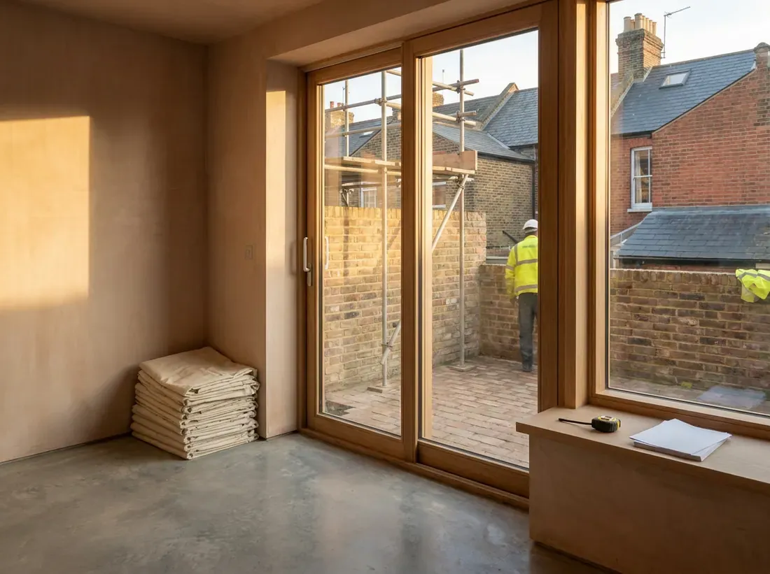 A completed rear extension swept and ready for handover