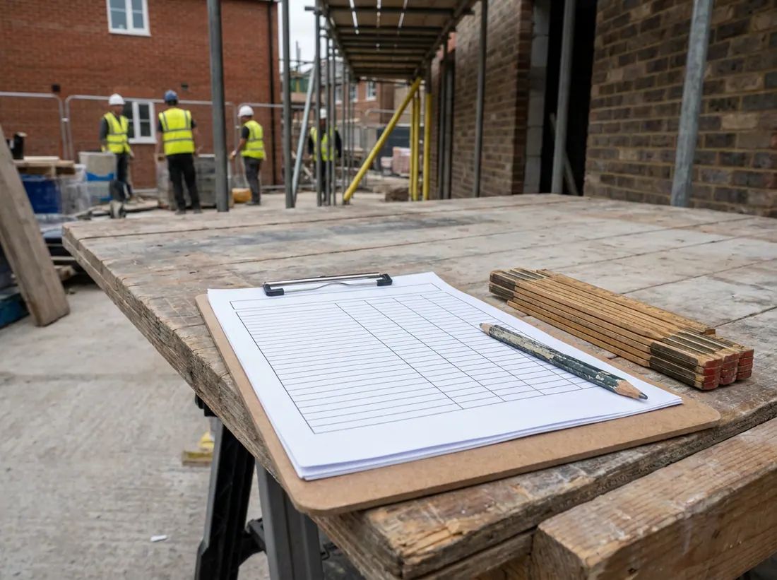 Builders at work on a London domestic extension