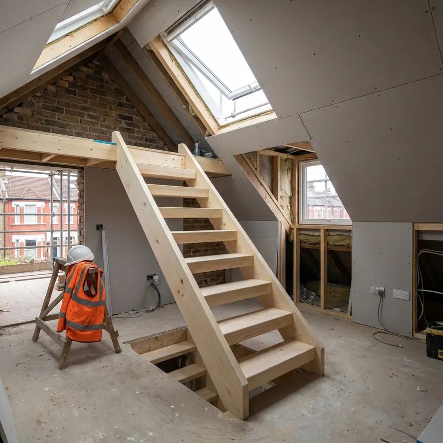 A new staircase framed into a loft conversion